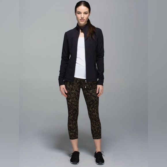 Lululemon Wunder Under Crop Leggings Luon Mystic Jungle Fatigue Green Black - Picture 15 of 15